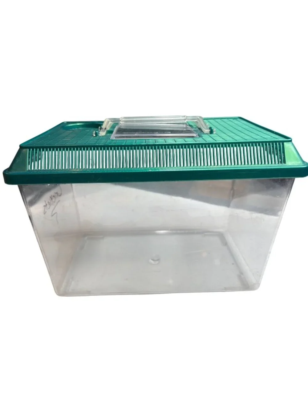 Lg Reptile & Insect Habitat Carrier W/ Lid & Handle - Green Ventilated Top C55